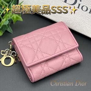 クリスチャンディオール Christian Dior カナージュ 三つ折り財布 ロータスウォレット レディーディオール