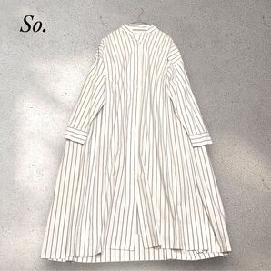 【美品】エスオー so オーバー ストライプ マキシワンピース ビッグシルエット 大きいサイズ 3XL