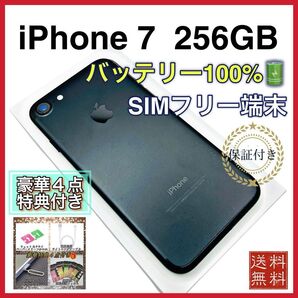 iPhone7 ジェットブラック 256GB SIMフリー 新台バッテリー 100%