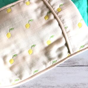 ふんわりガーゼのアイス枕カバー レモン ハンドメイド 六重織ガーゼ アイスノン 氷枕