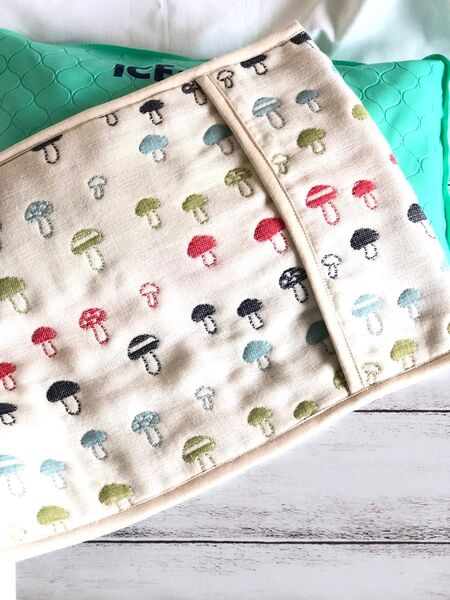 ふんわりガーゼのアイス枕カバー きのこ ハンドメイド 六重織ガーゼ アイスノン 氷枕