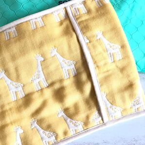 ふんわりガーゼのアイス枕カバー ハンドメイド きりん イエロー 六重織ガーゼ fuwara アイスノン 氷枕