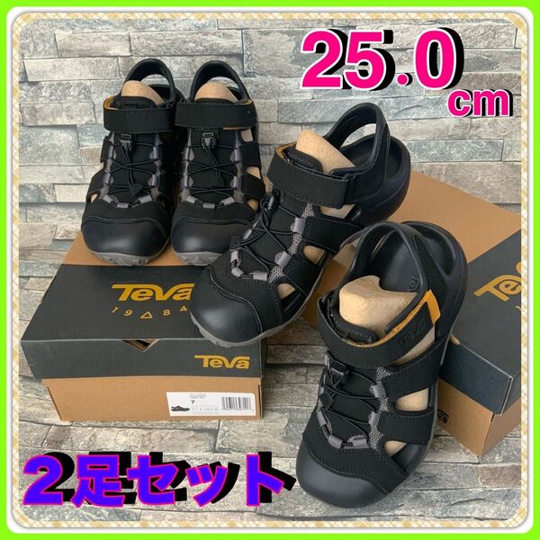 ◆◇【2足セット】Teva テバ スポーツサンダル メンズ ブラック シューズ アウトドア キャンプ つま先保護 マリンシューズ