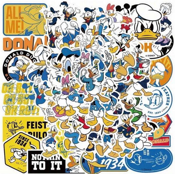 公式ライセンス ディズニー ドナルドダックステッカー ドナルドダックシール 防水ステッカー 50枚