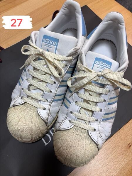 売り切りセール adidas スーパースター スニーカー 白/水色 27
