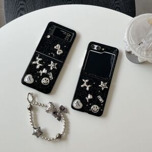 可愛い 韓国 Galaxy Z Flip6ケース ストラップ付き わんちゃん