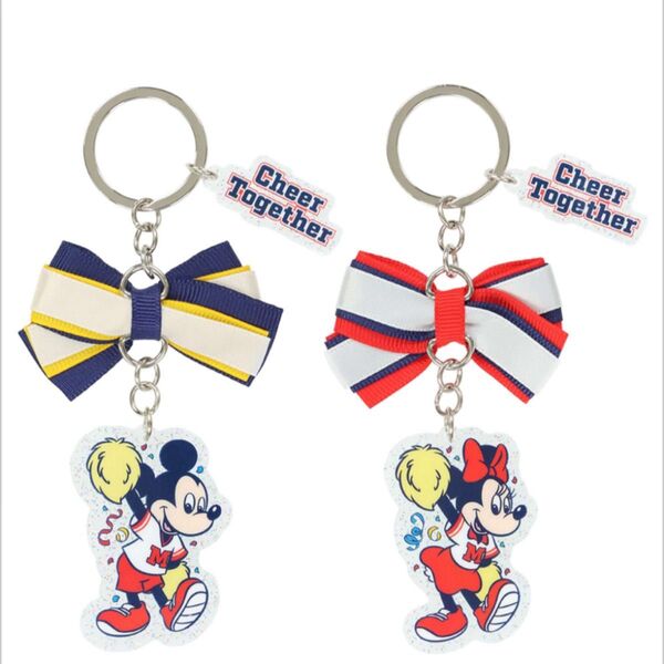 新品タグ付き ディズニー ミッキー ミニー キーチェーン ペアセット Cheer Together!