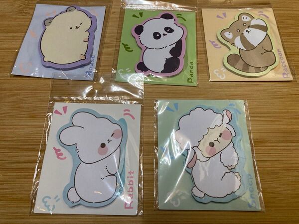 【海外文具】お眠アニマル付箋5冊セット