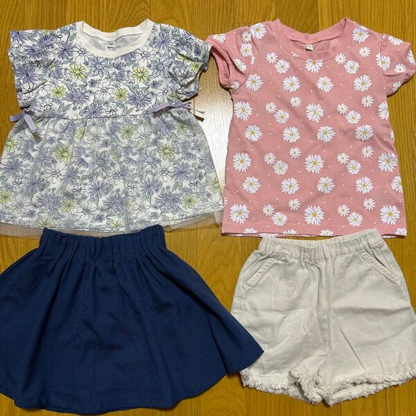 女の子 100cm 半袖トップス ショートパンツ キャロットスカート