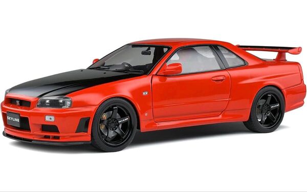 【未使用外装ダメージ】SOLIDO S ソリド1/18 日産 スカイライン GT-R (R34)1999 アクティブレッド ニスモ