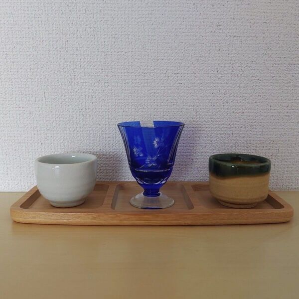 色被せ切子 冷酒グラス 猪口 ぐい呑み 酒器 3点セット おまけ付き 日本酒の飲み比べなどにどうぞ