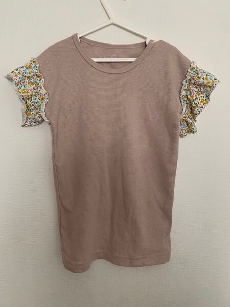 西松屋 キッズ フリル袖Tシャツ ピンクベージュ 130cm