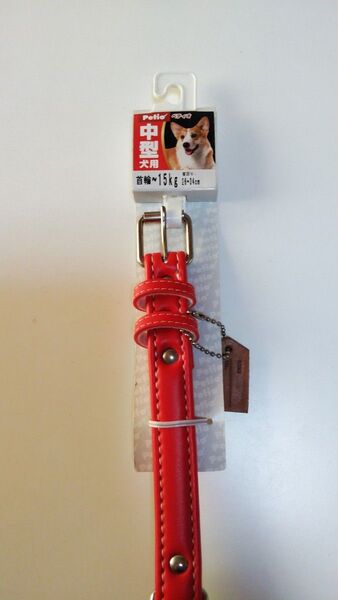 【ペティオ】《中型犬〜15kg》BLプレーン平首輪21 レッド 1本 未使用