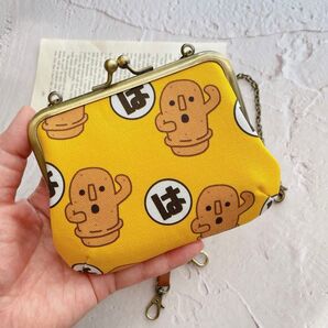 【はんなり埴輪さん/イエロー】12cmタック付き ポーチ ハンドメイド がま口
