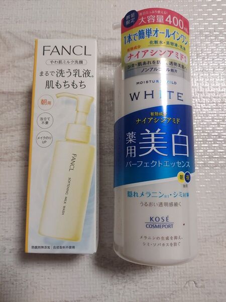 コーセー 薬用美白パーフェクトエッセンス400ml&FANCLやわ肌ミルク洗顔