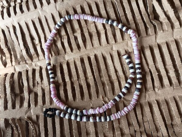 ナバホ族 インカローズ ハンドメイド ネックレス 茶色 白色 天然石!