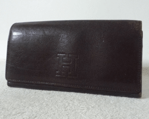  Hirofu HIROFU leather dark brown long wallet long wallet men's 
