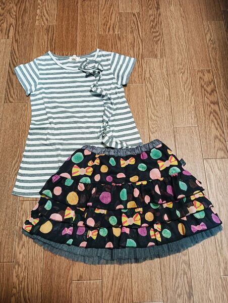 *ニットプランナー チュニック&ドット柄スカート 110サイズ*