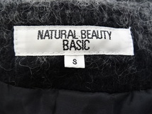 ★NATURAL BEAUTY BASIC★ナチュラルビューティベーシック　白×黒×グレー　タータンチェック　コート　サイズS_画像4