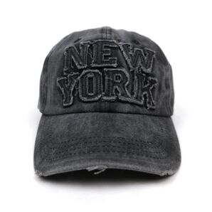 新品 NEW YORK キャップ 韓国ストリート Y2K フェアリーグランジ 黒 モード コットン ダメージ ユニセックス