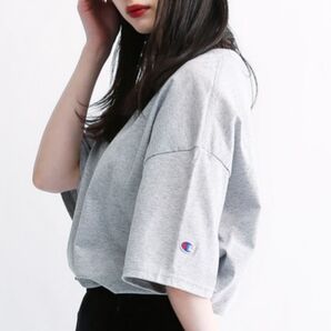 チャンピオン オーバーサイズ 半袖 クルーネック ワッペン ロゴ 無地 Tシャツ XXXLサイズ グレー