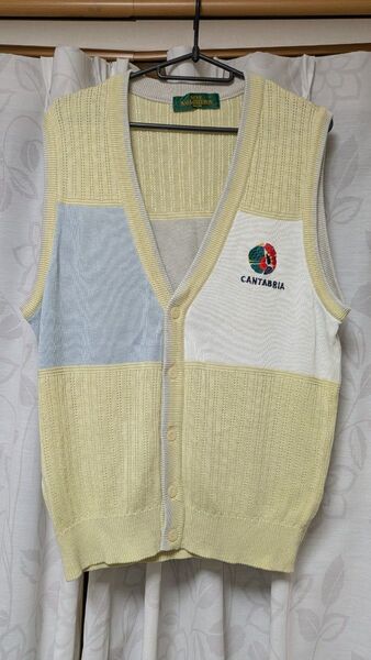 古着 90s 00s SEVE BALLESTEROS レナウン ベスト リネン混 ロゴ刺繍 前開き ゴルフ