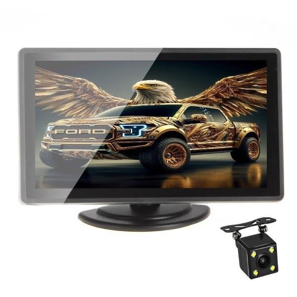 車載用TFT液晶モニター 防犯用モニター 4.3インチ バックカメラ付 小型 簡単取付 車載モニター 12V 24V
