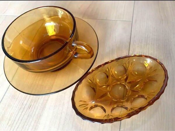 カップ&ソーサー コーヒーカップ 小皿 菓子入れ レア レトロ 食器 スープ ティーカップ 人気 琥珀色 セット