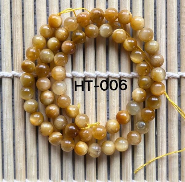 ゴールデンタイガーアイA級ラウンド6mm、37cm連売り。