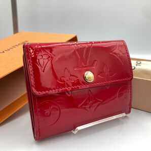 !美品! ルイヴィトン ラドロー モノグラムヴェルニ レッド系 財布 二つ折り