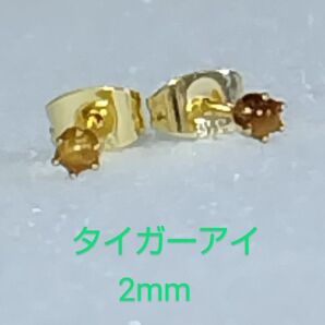 タイガーアイ2mmピアス①