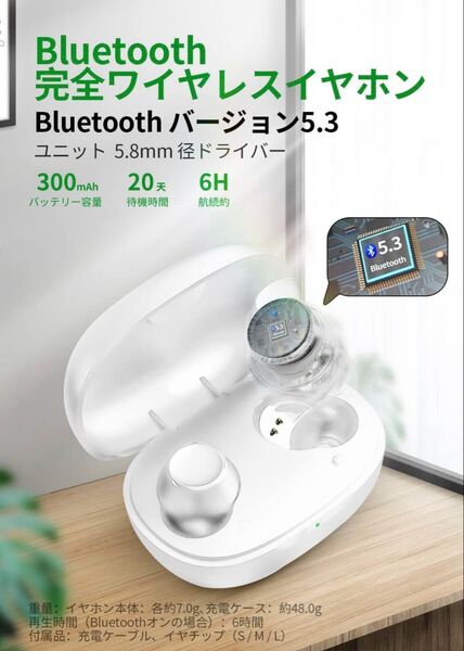 bluetooth5.3 ワイヤレスイヤホン 小型/軽量 イヤホン Bluetooth HiFi ブルートゥース AAC対応
