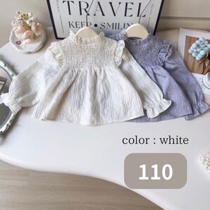 フリルデザインブラウス キッズ 110 トップス 女の子 春 ギャザー ブラウス シンプル 子供服 おしゃれ トレンド