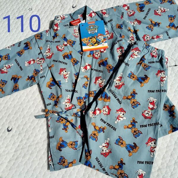新品 未使用 パウパト タグつき 甚平 夏祭り パジャマ 部屋着 セトア 前開き 半袖 ハーフパンツ 綿100