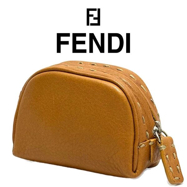 【数少 大人気】 FENDI selleria ミニ ポーチ フェンディ セレリア 化粧 コスメ 小物入れ レディース ブラウン