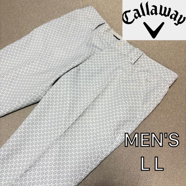 【CALLAWAY】美品ラグビーボール柄ストレッチパンツ メンズLL ゴルフ キャロウェイ