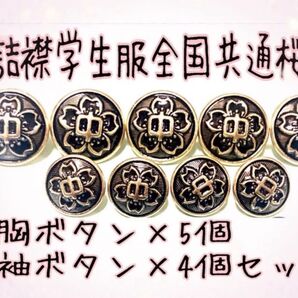 詰襟学生服(学ラン)用 全国共通標準型中学生 桜 胸ボタン5個+袖ボタン4個