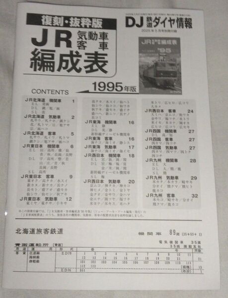 DJ鉄道ダイヤ情報2025年5月付録復刻抜粋版JR気動車客車編成表