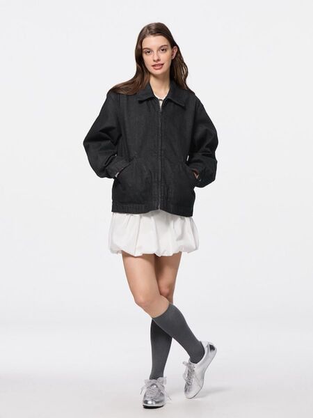 特価】GU デニムジップアップジャケット ブルー XS ユニセックスジャケット ブラック ジャンパー ブルゾン アウター デニム