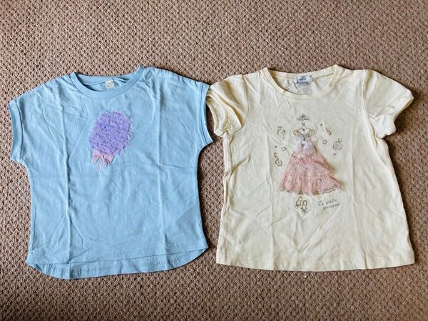 新品同様 anyfam 水色コットンキャンディTシャツ 黄色ドレスTシャツ 2枚 Tシャツ 半袖Tシャツ