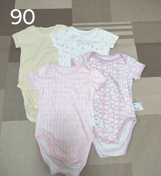 ユニクロ 半袖ロンパース肌着 90cm 4枚セット