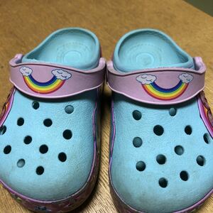  Crocs 15.5cm 15cm светится сандалии девочка Kids Kids crocs бледно-голубой ребенок 