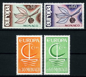 ★1965-66年 モナコ公国 - EUROPA 2種完+2種完 未使用(MNH)★R-319★送料無料