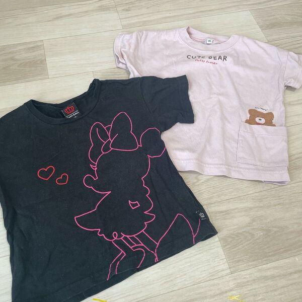 ベビードール ミニーちゃん 半袖Tシャツ100 & くま Tシャツ 95 女の子 Tシャツ 半袖Tシャツ ブラック キッズ