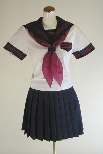 夏セーラー服セット 半袖 ワインカラーライン(本格的)190cm 大きいサイズ セーラー服