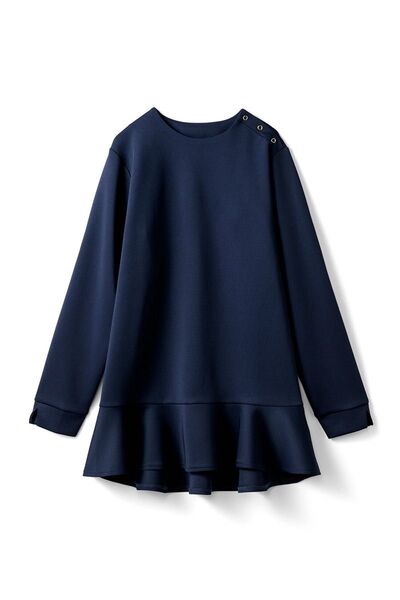 フェリシモ IEDIT ペプラムヘム ダンボールカットソー 4Lサイズ ネイビー