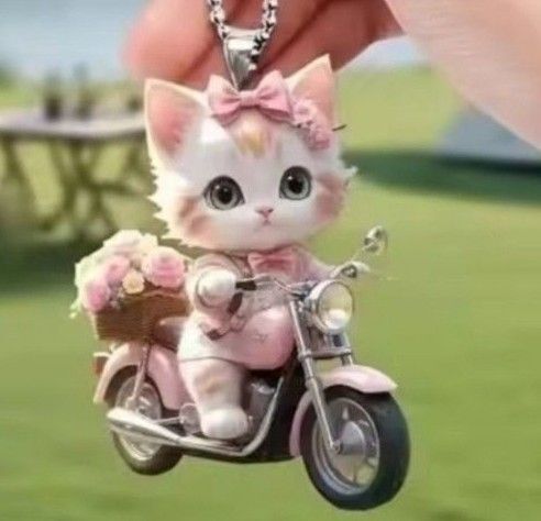 ピンクのバイク猫ちゃん キーホルダー オーナメント A-04