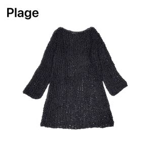 Plage プラージュ ワンピース ネット 編み ローゲージ 膝丈 長袖