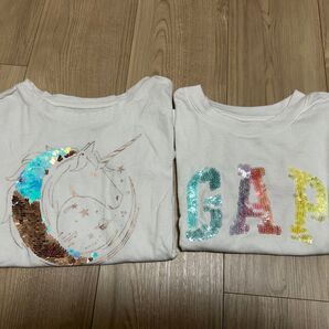 GAP キッズ Tシャツ 2枚セット スパンコール ユニコーン