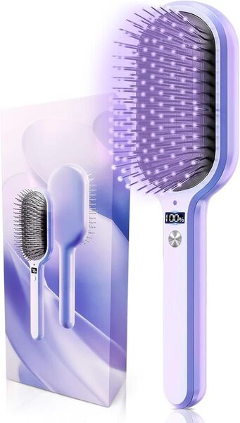 ヘアブラシ ブラシ 髪 静電防止 イオンケア LEDディスプレイ 三段階調節